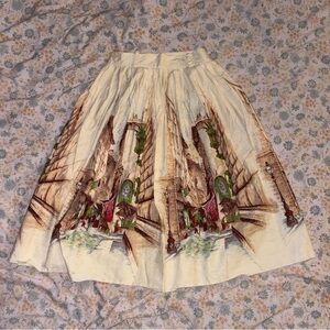Scenic Print Cream Skirt